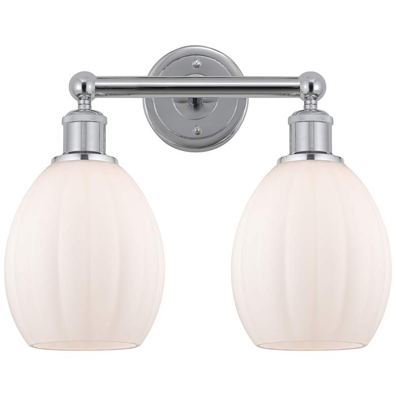 Image 1 Eaton 15" 2-Light Polished Chrome Bath Light w/ Matte White Shade
