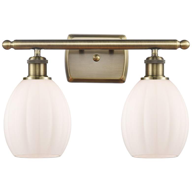 Image 1 Eaton 16" 2-Light Antique Brass Bath Light w/ Matte White Shade