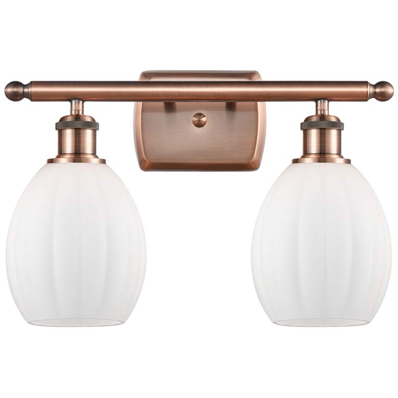 Image 1 Eaton 16" 2-Light Antique Copper Bath Light w/ Matte White Shade