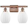 Eaton 16" 2-Light Antique Copper Bath Light w/ Matte White Shade