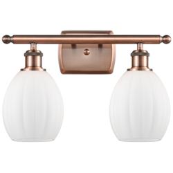 Eaton 16" 2-Light Antique Copper Bath Light w/ Matte White Shade