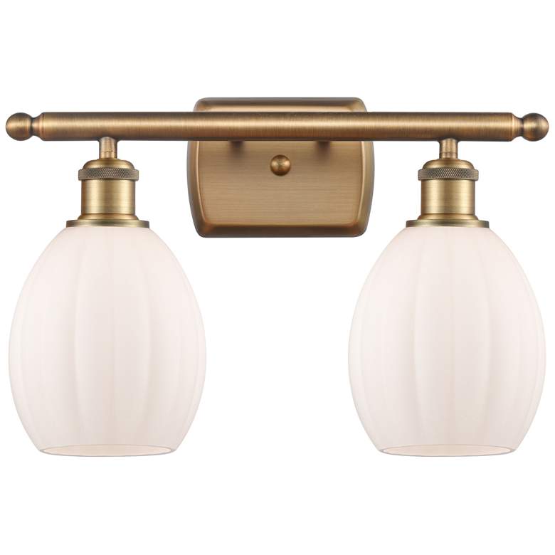 Image 1 Eaton 16" 2-Light Brushed Brass Bath Light w/ Matte White Shade