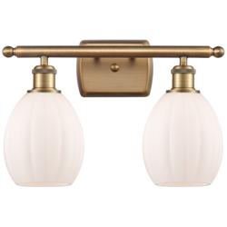Eaton 16" 2-Light Brushed Brass Bath Light w/ Matte White Shade