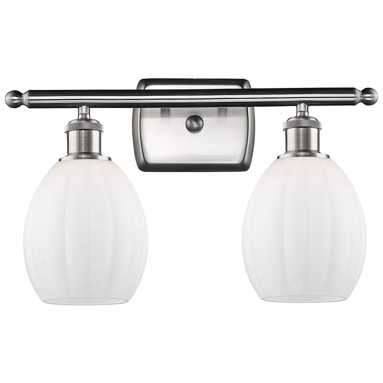Image 1 Eaton 16" 2-Light Brushed Satin Nickel Bath Light w/ Matte White Shade
