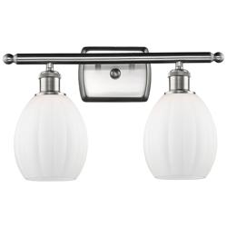 Eaton 16" 2-Light Brushed Satin Nickel Bath Light w/ Matte White Shade