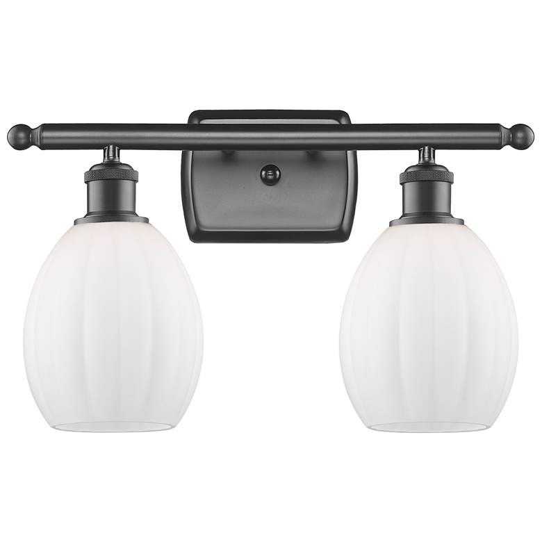 Image 1 Eaton 16" 2-Light Oil Rubbed Bronze Bath Light w/ Matte White Shade