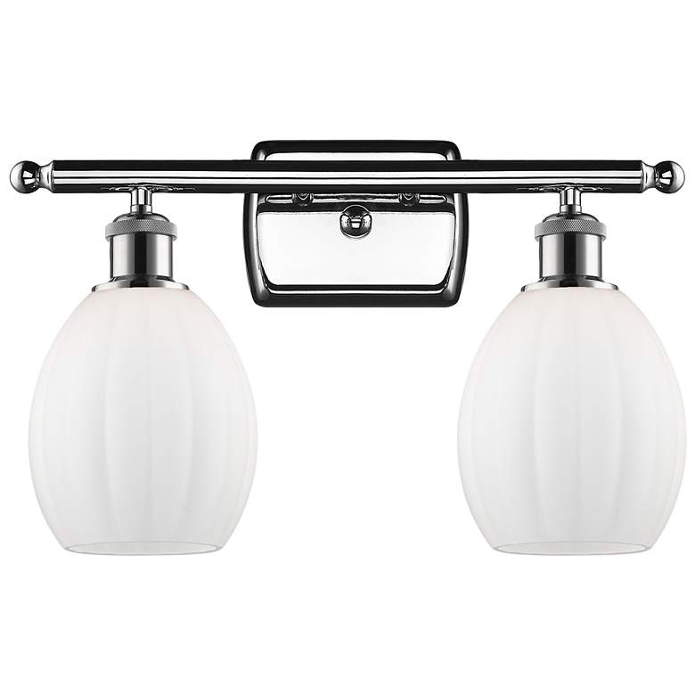 Image 1 Eaton 16" 2-Light Polished Chrome Bath Light w/ Matte White Shade