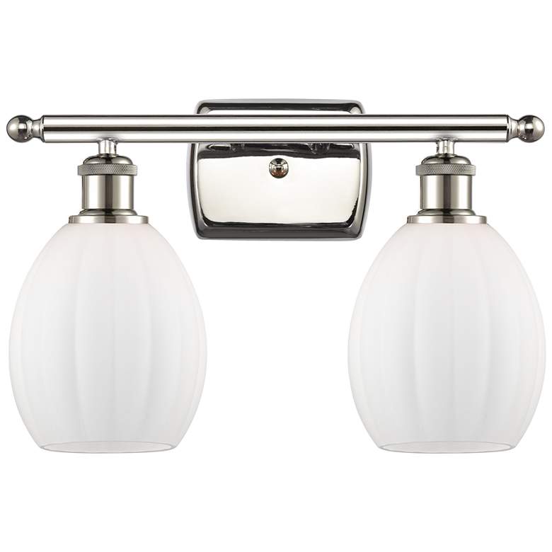 Image 1 Eaton 16" 2-Light Polished Nickel Bath Light w/ Matte White Shade