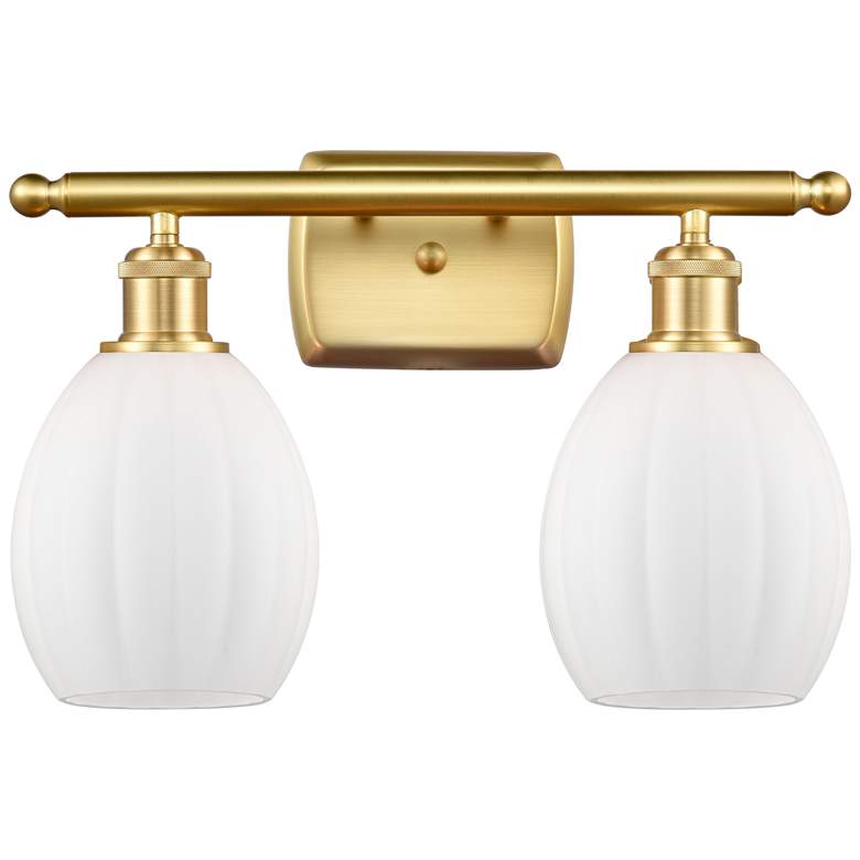 Image 1 Eaton 16" 2-Light Satin Gold Bath Light w/ Matte White Shade