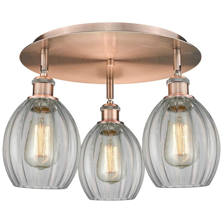 Image 1 Eaton 17.25" Wide 3 Light Antique Copper Flush Mount With Clear Glass