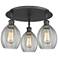 Eaton 17.25" Wide 3 Light Matte Black Flush Mount With Clear Glass Sha