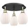 Eaton 17.25"W 3 Light Black Antique Brass Flush Mount w/ White Shade