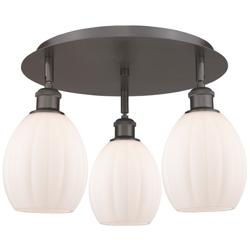 Eaton 17.25"W 3 Light Oil Rubbed Bronze Flush Mount w/ White Shade