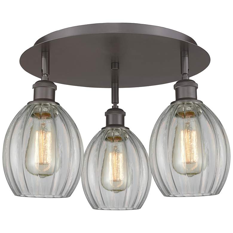 Image 1 Eaton 17.25"W 3 Light Oil Rubbed Bronze Flush Mount With Clear Glass S