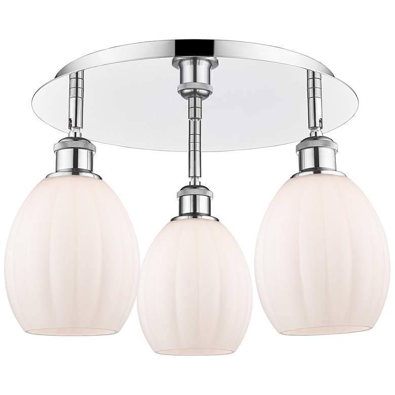 Image 1 Eaton 17.25"W 3 Light Polished Chrome Flush Mount w/ White Shade