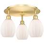 Eaton 17.25"W 3 Light Satin Gold Flush Mount With Matte White Glass Sh