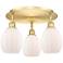 Eaton 17.25"W 3 Light Satin Gold Flush Mount With Matte White Glass Sh