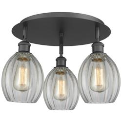 Eaton 17 1/4"W Black 3-Light Ceiling Light with Clear Shades