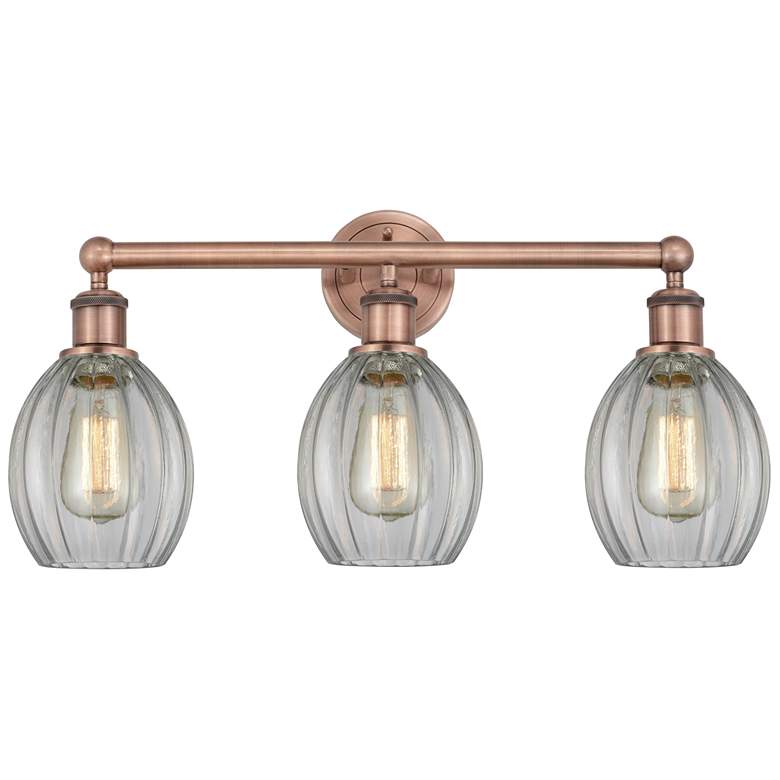 Image 1 Eaton 23.5" Wide 3 Light Antique Copper Bath Vanity Light With Clear S