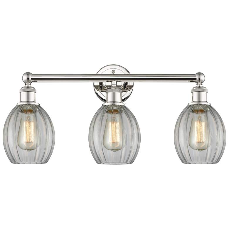 Image 1 Eaton 23.5" Wide 3 Light Polished Nickel Bath Vanity Light With Clear