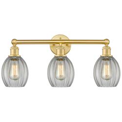 Eaton 23.5&quot; Wide 3 Light Satin Gold Bath Vanity Light With Clear Shade