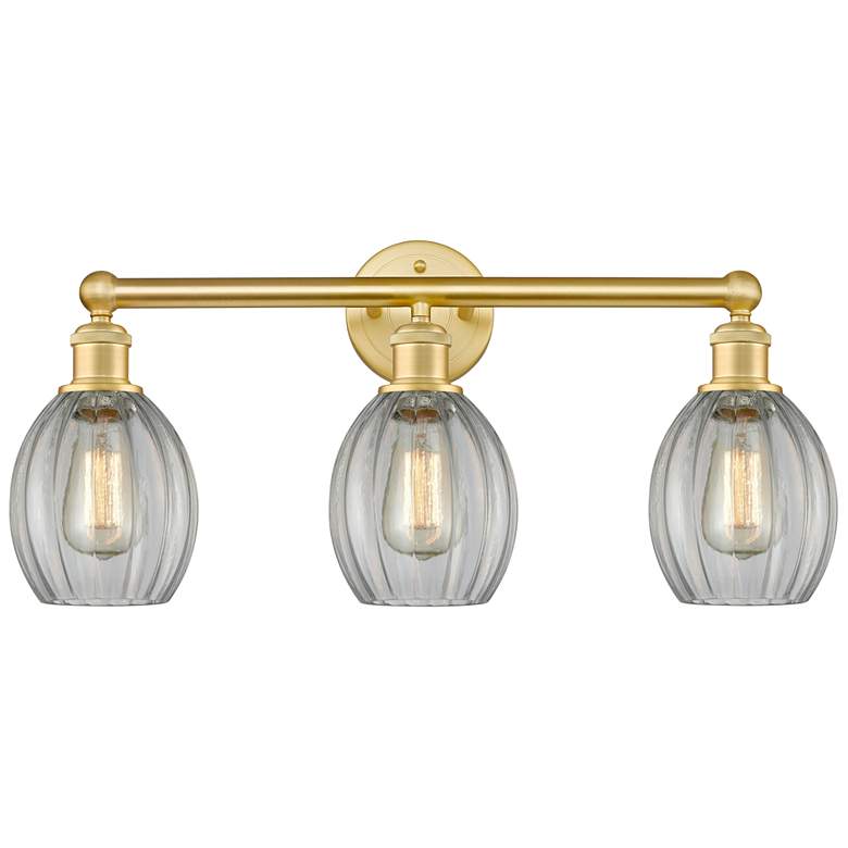 Image 1 Eaton 23.5" Wide 3 Light Satin Gold Bath Vanity Light With Clear Shade
