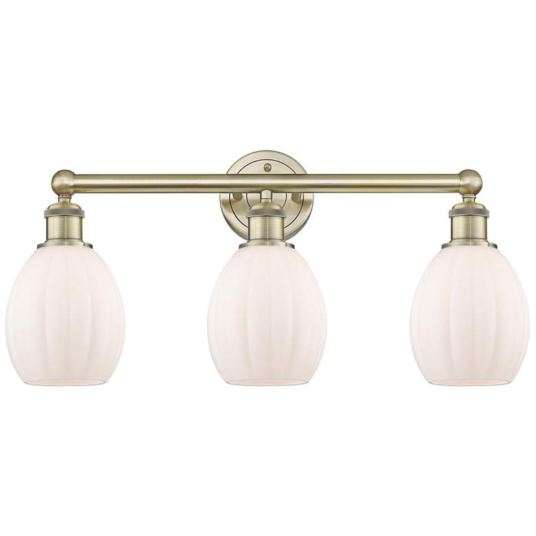 Image 1 Eaton 23.5"W 3 Light Antique Brass Bath Vanity Light With Matte White