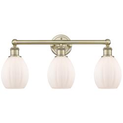 Eaton 23.5"W 3 Light Antique Brass Bath Vanity Light With Matte White
