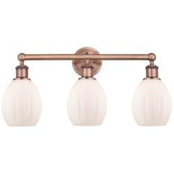 Eaton 23.5&quot;W 3 Light Antique Copper Bath Vanity Light With White Shade