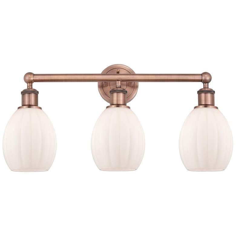Image 1 Eaton 23.5"W 3 Light Antique Copper Bath Vanity Light With White Shade
