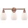 Eaton 23.5"W 3 Light Antique Copper Bath Vanity Light With White Shade