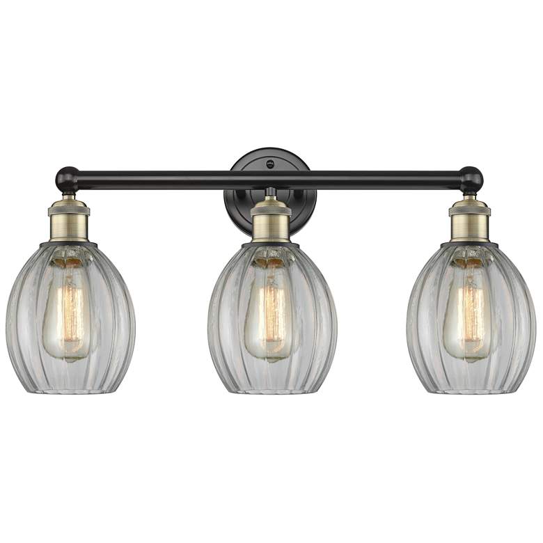 Image 1 Eaton 23.5"W 3 Light Black Antique Brass Bath Vanity Light With Clear