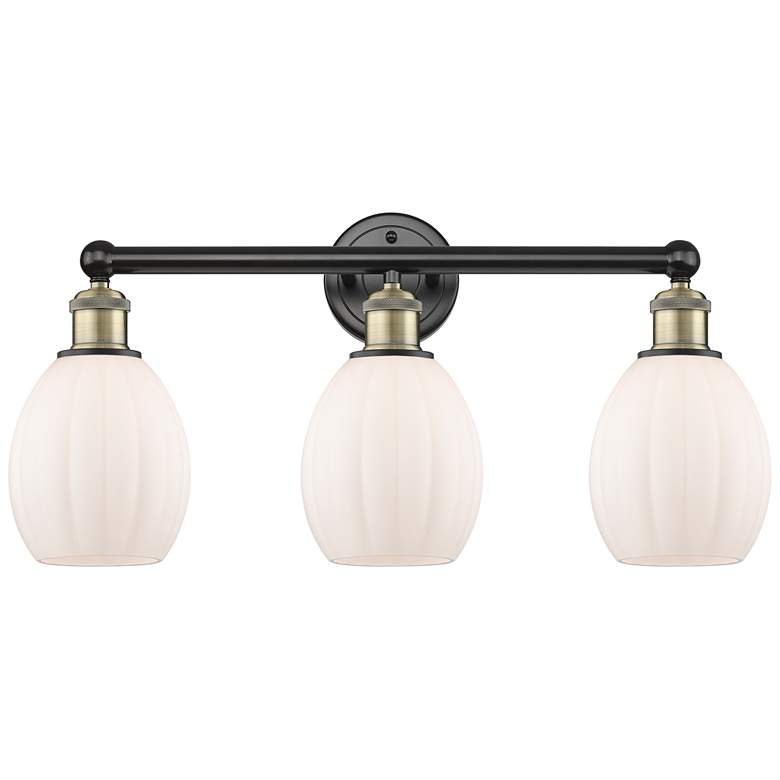 Image 1 Eaton 23.5"W 3 Light Black Antique Brass Bath Vanity Light With White