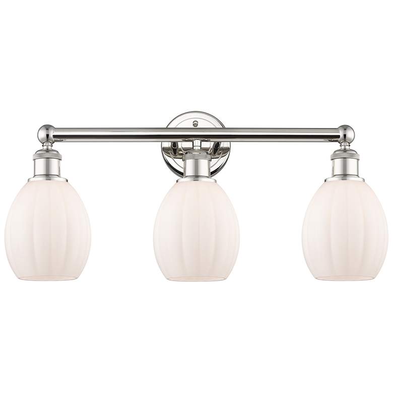 Image 1 Eaton 23.5"W 3 Light Polished Nickel Bath Vanity Light With White Shad
