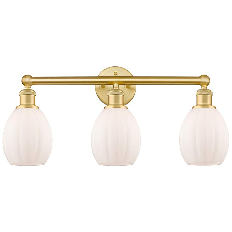 Image 1 Eaton 23.5"W 3 Light Satin Gold Bath Vanity Light With Matte White Sha