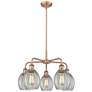 Eaton 23.5"W 5 Light Antique Copper Stem Hung Chandelier With Clear Sh
