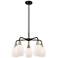 Eaton 23.5"W 5 Light Black Brass Stem Hung Chandelier With White Shade