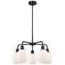 Eaton 23.5"W 5 Light Matte Black Stem Hung Chandelier With White Shade