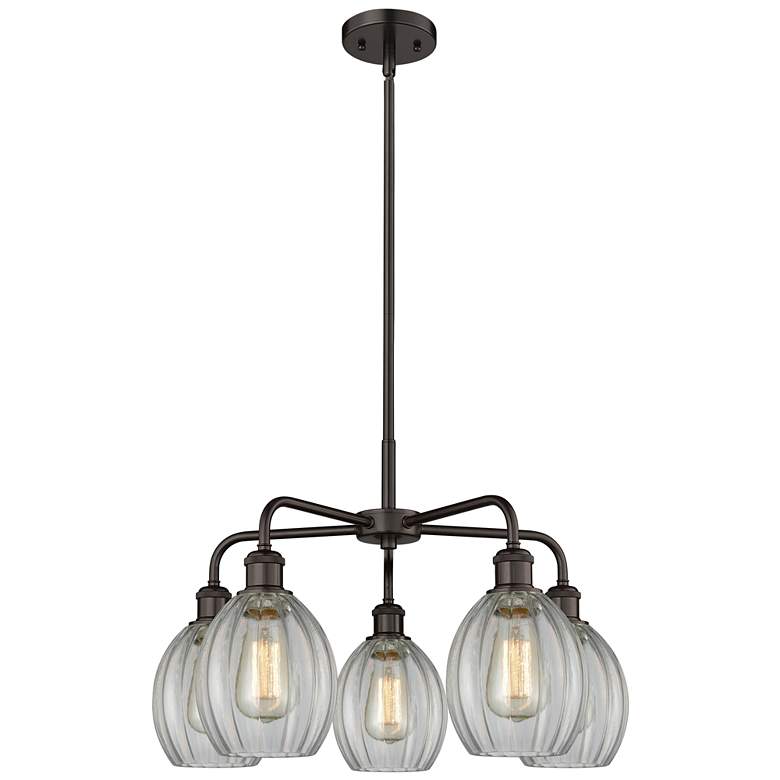 Image 1 Eaton 23.5"W 5 Light Oil Rubbed Bronze Stem Hung Chandelier w/ Clear S