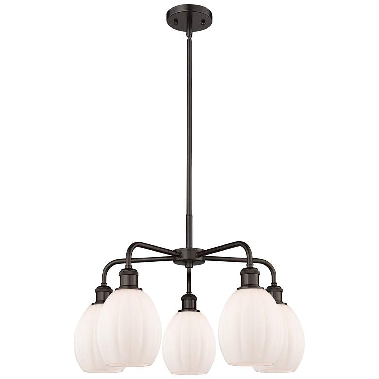 Image 1 Eaton 23.5"W 5 Light Oil Rubbed Bronze Stem Hung Chandelier w/ White S