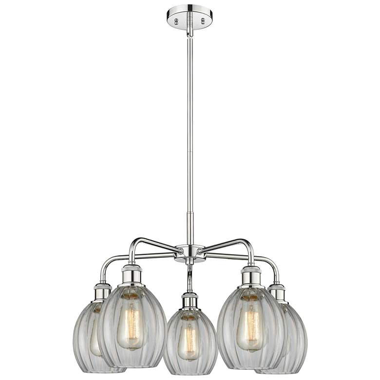 Image 1 Eaton 23.5"W 5 Light Polished Chrome Stem Hung Chandelier With Clear S