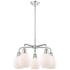 Eaton 23.5"W 5 Light Polished Chrome Stem Hung Chandelier With White S