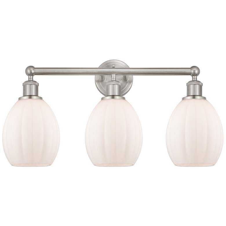Image 1 Eaton 24" 3-Light Brushed Satin Nickel Bath Light w/ Matte White Shade