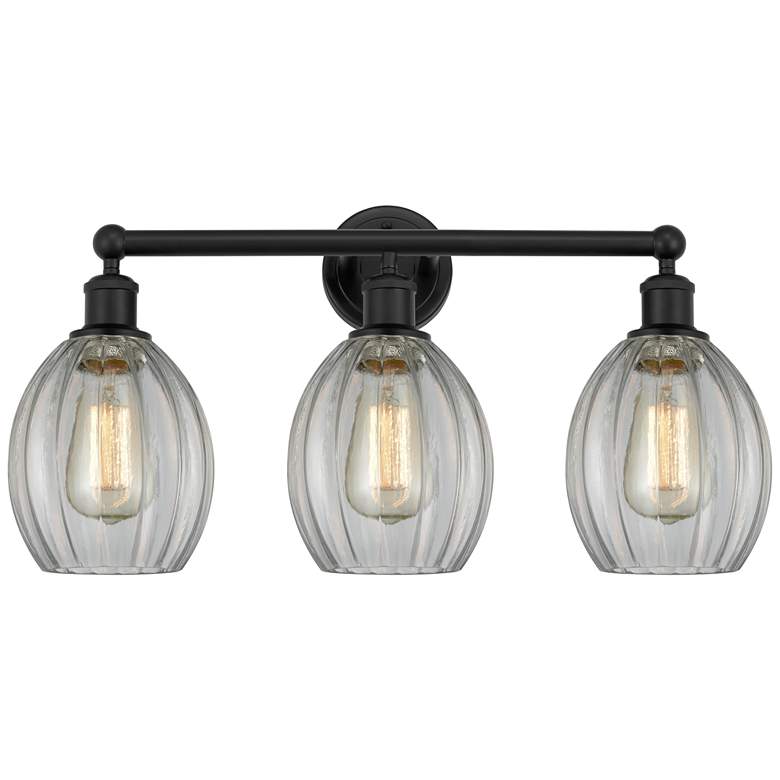 Image 1 Eaton 24" 3-Light Matte Black Bath Light w/ Clear Shade