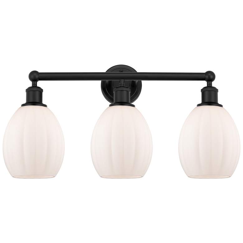 Image 1 Eaton 24" 3-Light Matte Black Bath Light w/ Matte White Shade
