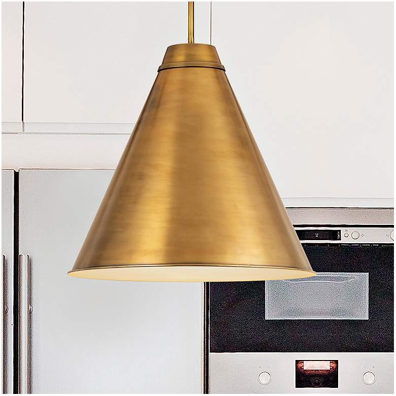 Image 2 Eaton 24" Wide Rubbed Brass Pendant Light
