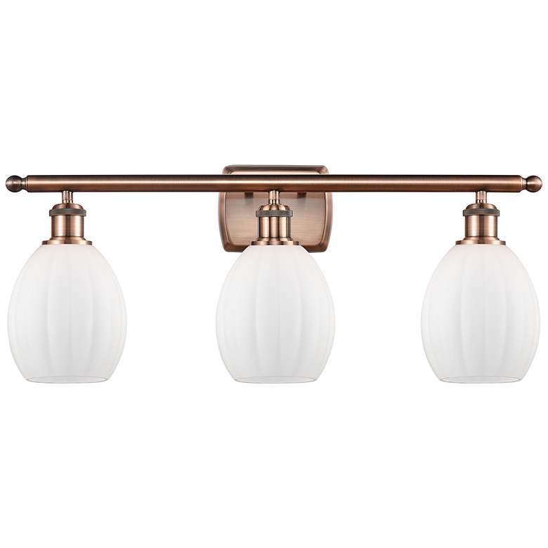 Image 1 Eaton 26" 3-Light Antique Copper Bath Light w/ Matte White Shade