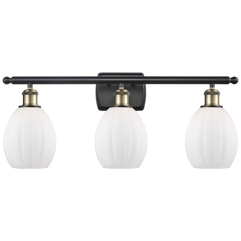 Image 1 Eaton 26" 3-Light Black Antique Brass Bath Light w/ Matte White Shade
