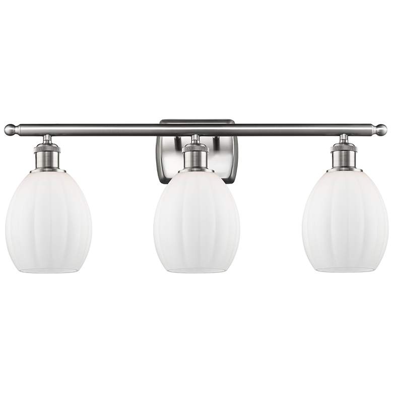 Image 1 Eaton 26" 3-Light Brushed Satin Nickel Bath Light w/ Matte White Shade