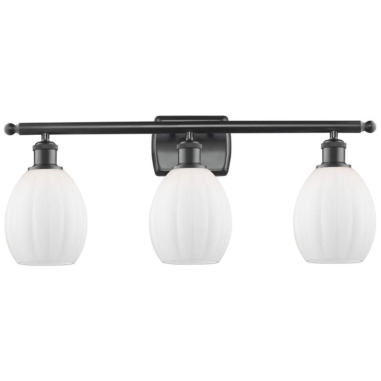 Image 1 Eaton 26" 3-Light Matte Black Bath Light w/ Matte White Shade
